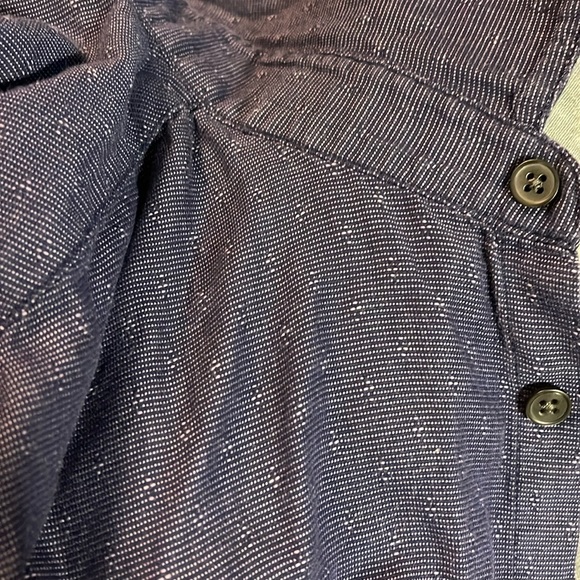 Marc Anthony Luxury Navy Indigo Dark Chambray Long Sleeve Shirt Slim Fit L - Picture 2 of 4